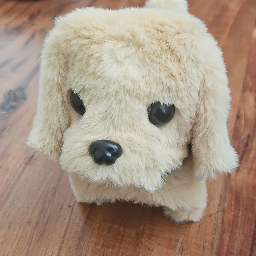 Adorable Walk And Bark Tan Plush Puppy Toy